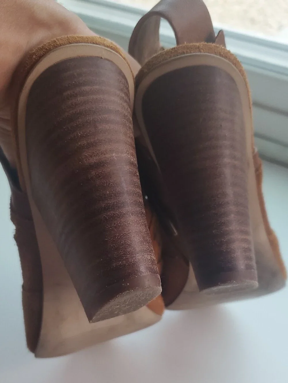 Women's Brown Suede Open-Toe Block Heel Sandals